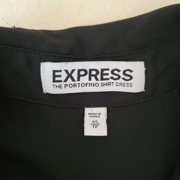 Express Women's Black White Polka-dot Button-up Shirt Dress Size XS - Picture 2 of 11